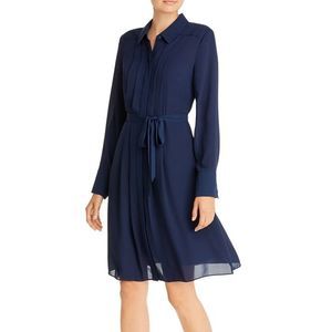 NWT Nanette Lepore Belted Pintuck Shirtdress